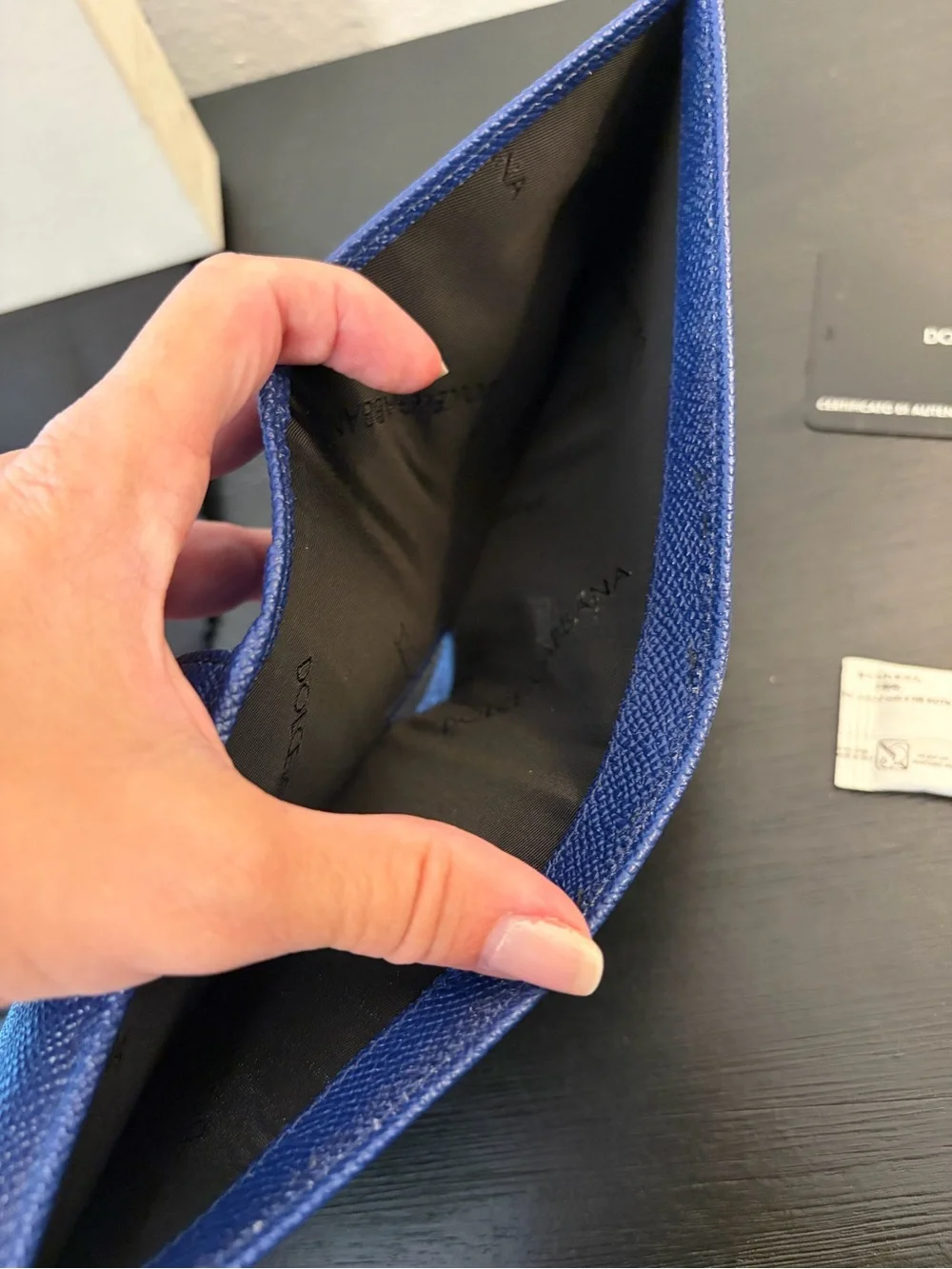 Dolce & Gabbana Blue Textured Leather Bifold Wallet
